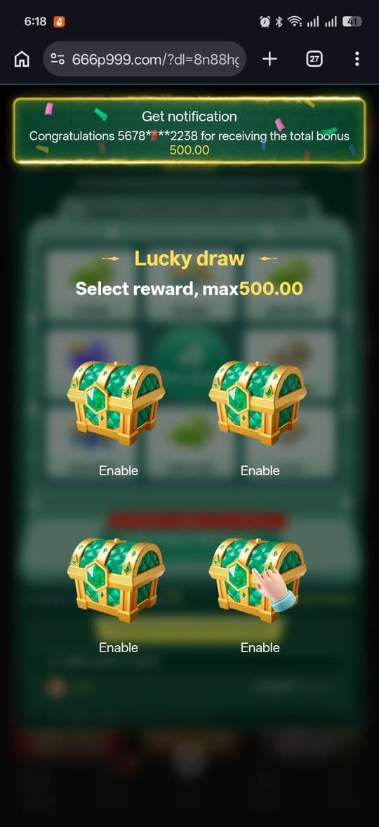 P999 Game free daily lucky draw screen